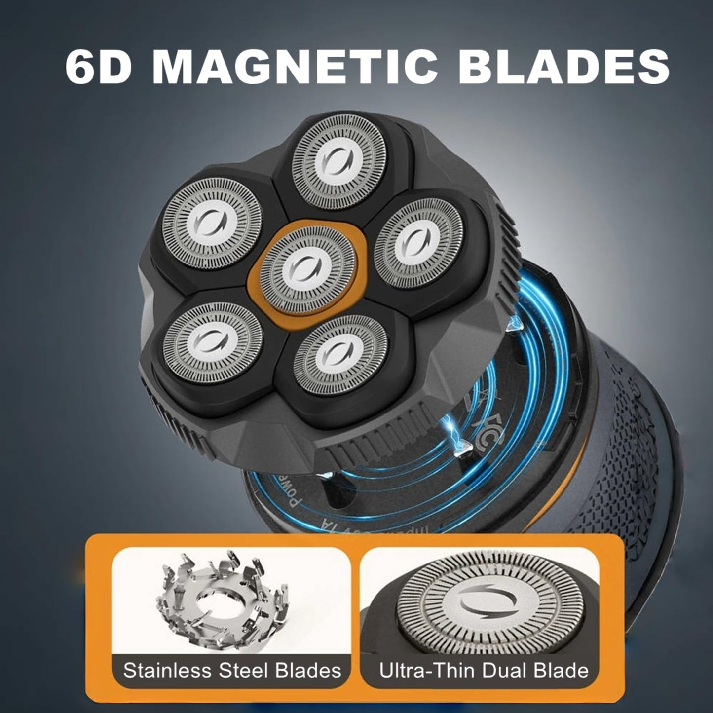 Magnetic 6 Blades Head Shaver Replacement Heads for Many 6D Magnetic Electric Razor,Newly Designed Magnetic 6D Blade Head Compatible with Head Shavers for Bald Men,2 Pack Travel Size for Ufree Shaver.