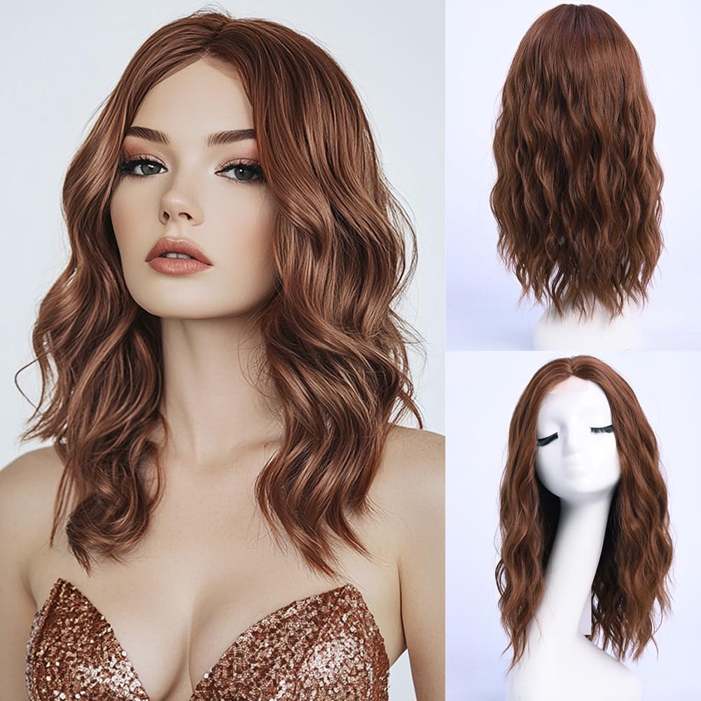 Wavy Wigs for Women - 18 Inch Medium Length Synthetic Wig | Natural Looking & Heat Resistant - Black