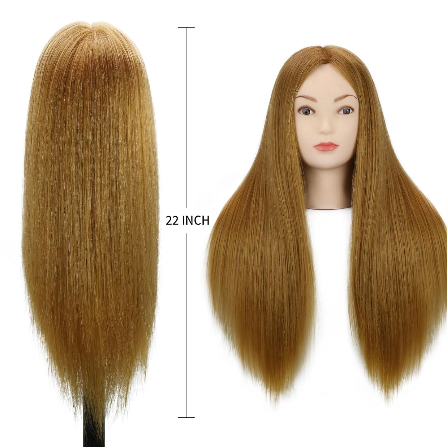 Realistic Human Hair Mannequin Head - 80% Real Hair for Hairdresser Training | 22-Inch Blonde Cosmetology Manikin