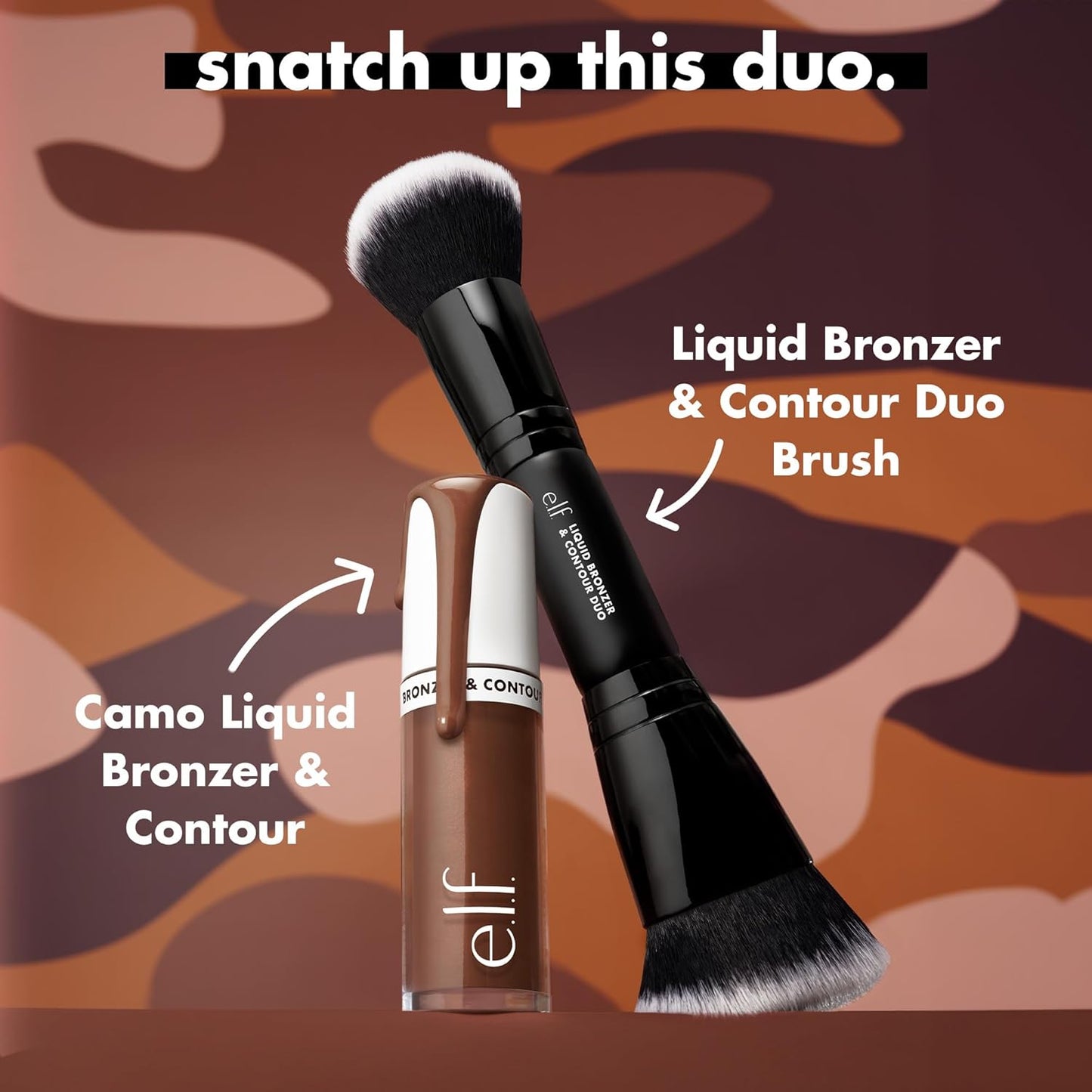 e.l.f. Liquid Bronzer & Contour Duo - Silky Pigmented Formula with Dual-Ended Brush | Vegan & Cruelty-Free