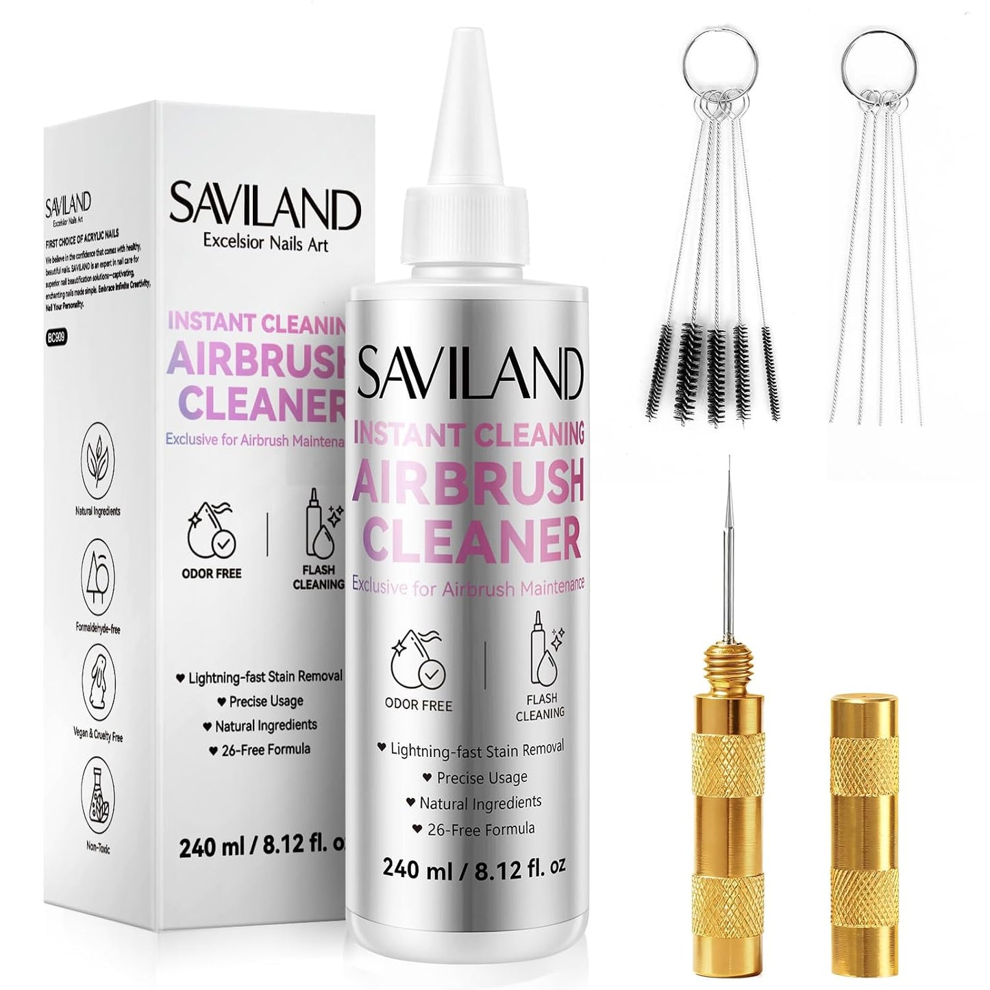 SAVILAND Pro Airbrush for Nails - 25 PSI Precision Nail Art Tool | Cordless, 0.3mm Nozzle, Flow-Locked Atomization