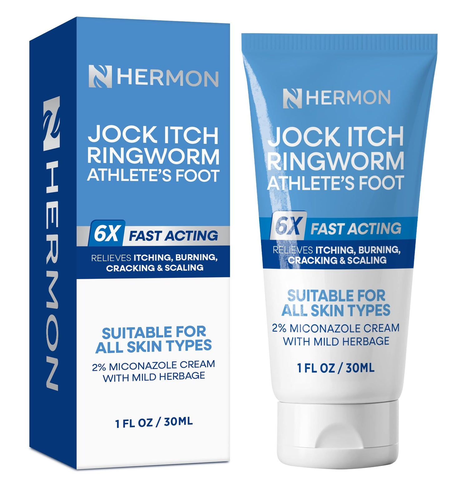 Hermon Jock Itch Antifungal Cream, Ringworm Treatment for Humans, Ringworm Cream for Humans, Foot & Body Balm, Provides Soothing Relief-1.05oz