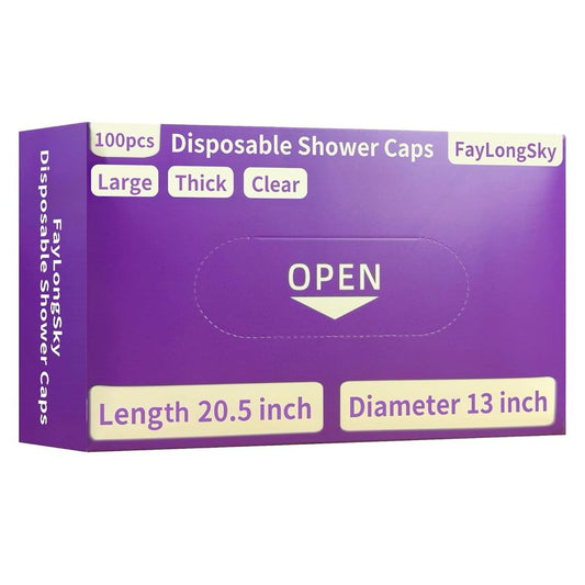 Disposable Shower Caps - 100 PCS Large Clear Plastic Hair Caps | Thick Waterproof Elastic for Spa, Salon, Bath