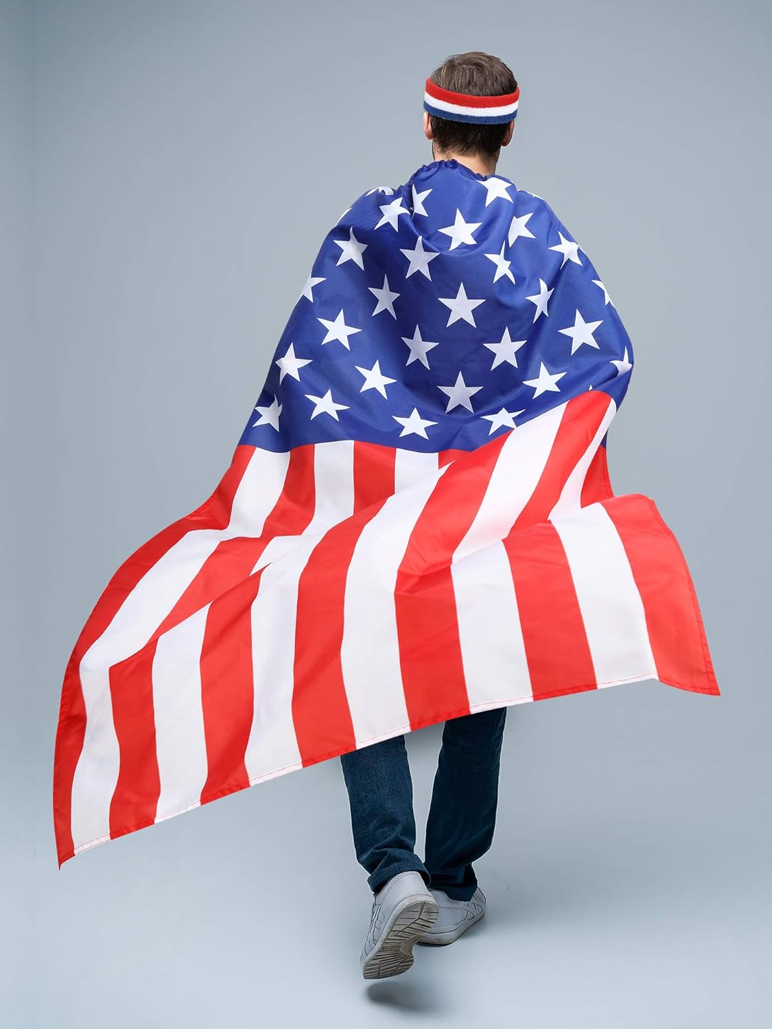 American Flag Costume Cape - Retro 80's USA Sunglasses & Headband Set | 4th of July Celebration