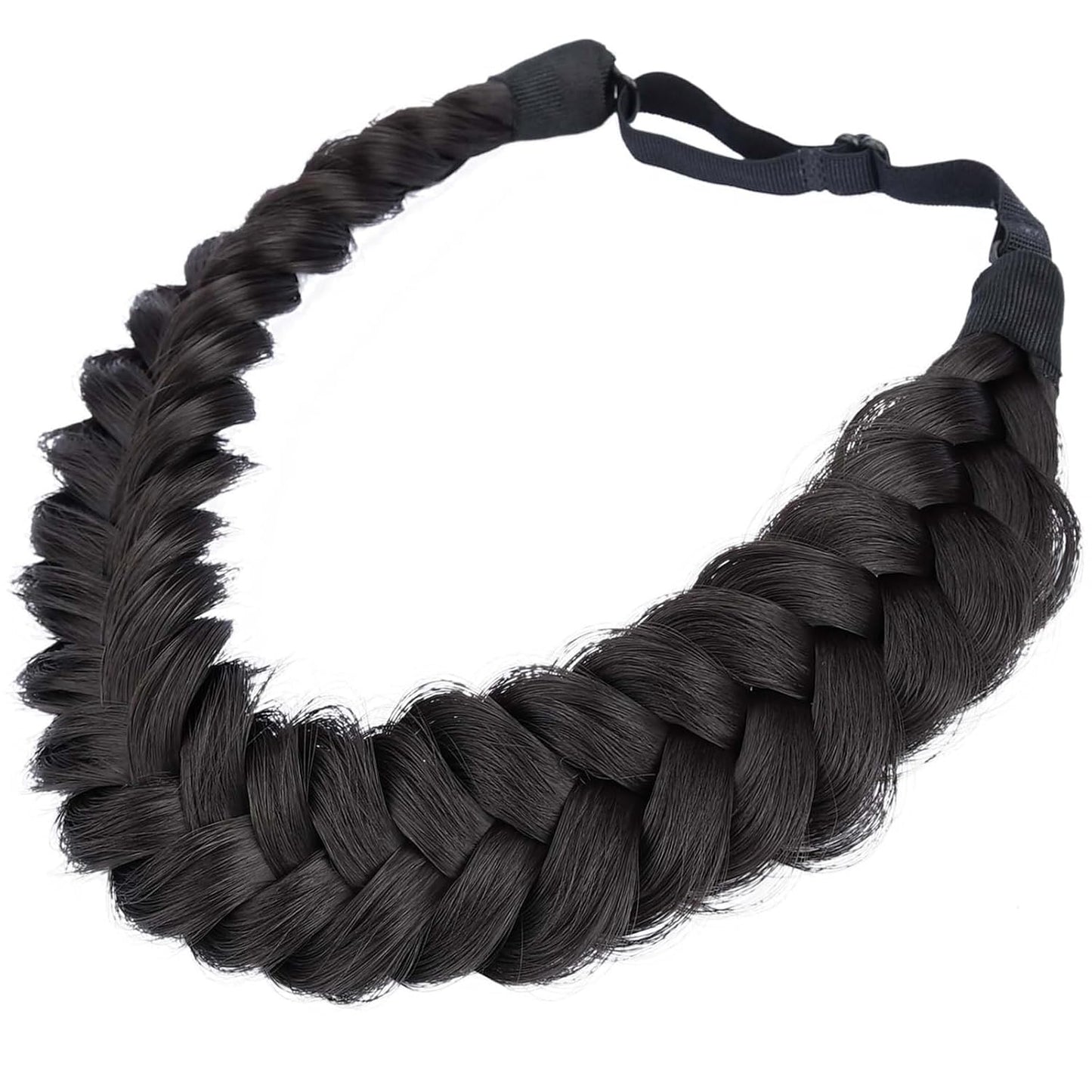 Messy Wide 2-Strand Synthetic Hair Braided Headband - Chocolate Toast | Stylish Hairpiece for Women & Girls