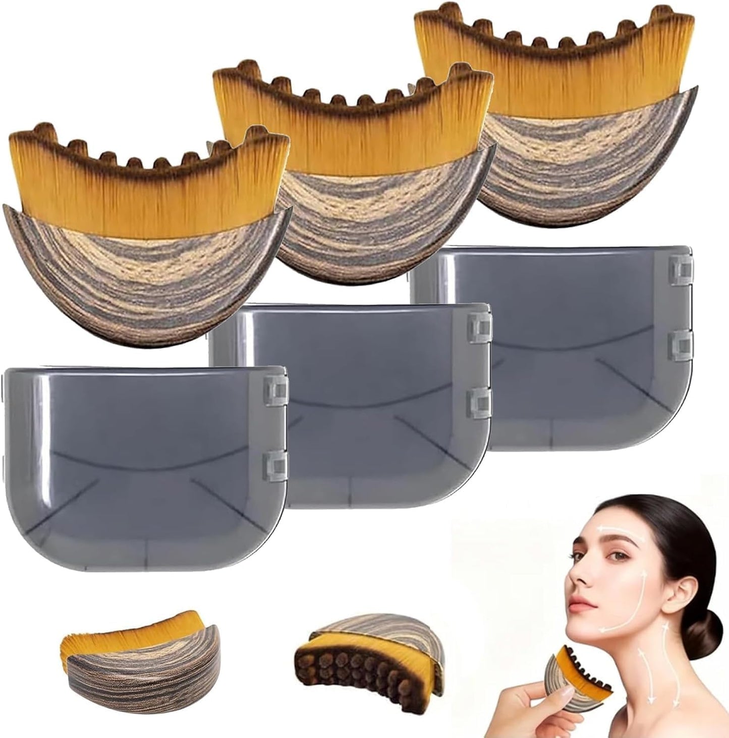 Lymphatic Contour Face Brush Set - Sculpting & Anti-Puffiness Tool | Ultra Soft Dry Brush for Jawline Massage & Drainage