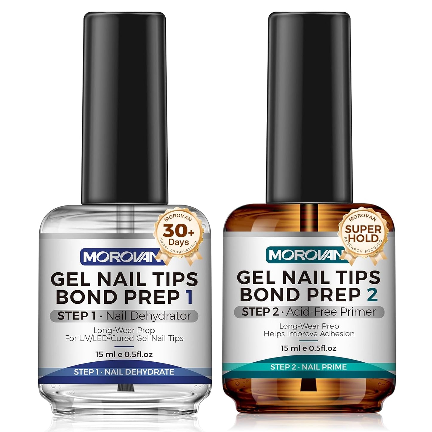 Morovan Natural Nail Prep Dehydrate Primer - Acid-Free Dehydrator for Acrylic & Gel Nails | Gift Box Set
