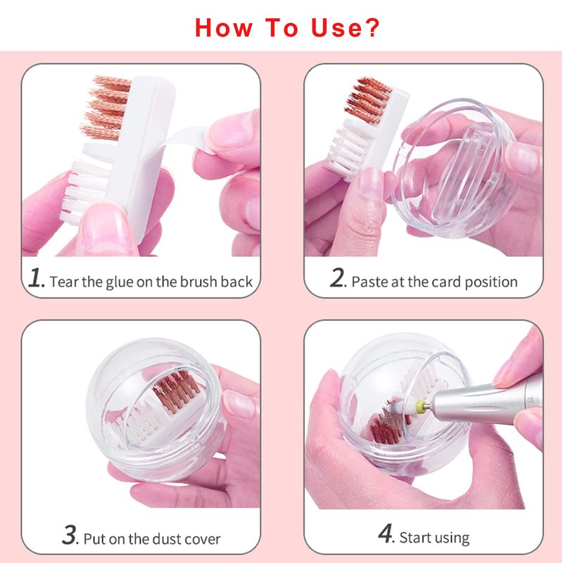 LXIANGN Nail Drill Bits Cleaning Brush Case Cleaner Tool with Clear Cover,Nylon Wire & Steel Wire for Cleaning Carbide/Ceramic Nail Drill Bits,Anti-splash Design, Removable, Washable