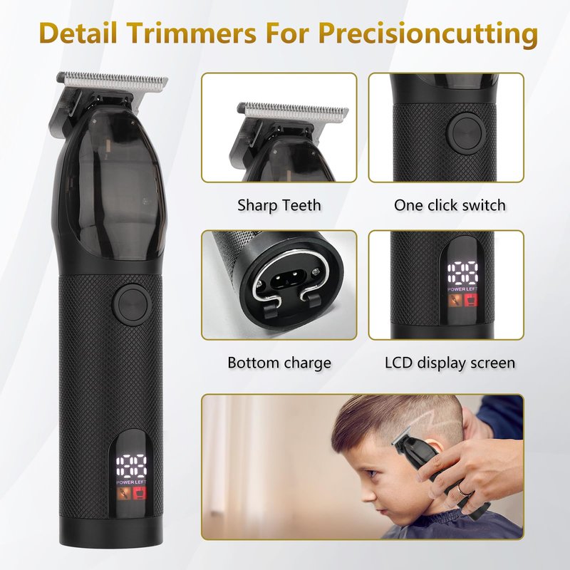 Bomic Hair Clippers for Men Professional, Barber Clippers and Trimmer Set, Hair Clipper& Hair Trimmer & Electric Foil Shavers Razor Kit, Hair Cutting kit, Cordless Mens Grooming Kit-Gold