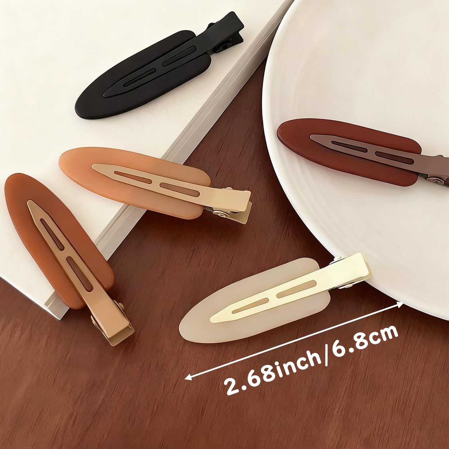 5 Pcs Creaseless No Crease No Bend Flat Hair Clips Non Slip Makeup Clips For Women Ladies Matte Black Brown Beige
