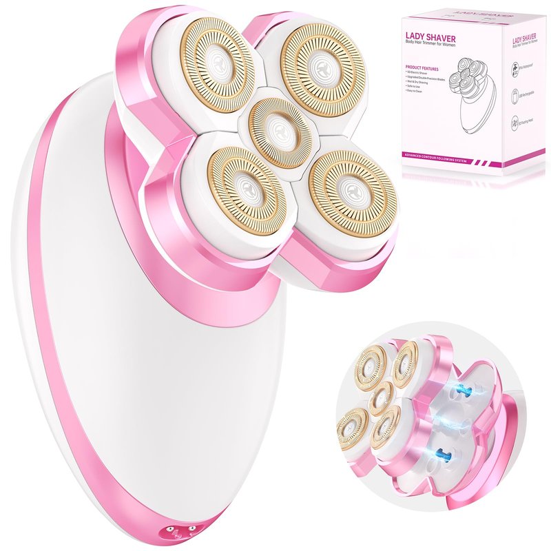 Electric Razors for Women Legs, Upgraded Magnetic Flawless Electric Shaver for Women, Rechargeable Waterproof Women's Electric Trimmer for Arms Legs and Pubic Area (Pink)