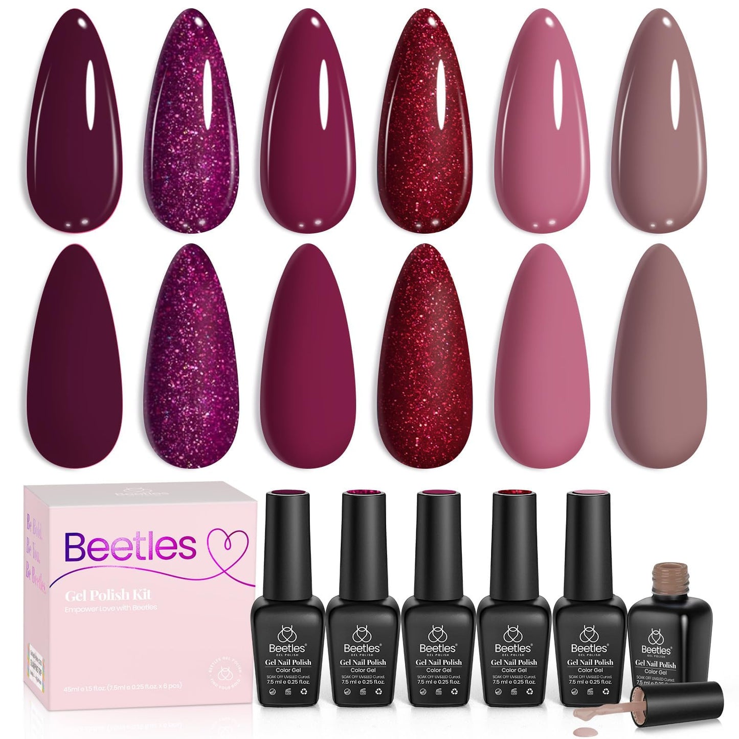 Beetles Gel Nail Polish Set – Wicked Mystic 8 Colors Gel Polish Kit, Gold Silver Black Green Blue Cat Eye Purple Red Glitter with Nail Art Accessories UV LED Soak Off Manicure Gift for Women