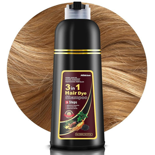 Mihkiom Brown Hair Dye Shampoo 3 in 1 for Women & Men, Hair Color Shampoo Refresh Hair Only 20 Mins - Natural Plant - Champu Para Pintar el Pelo