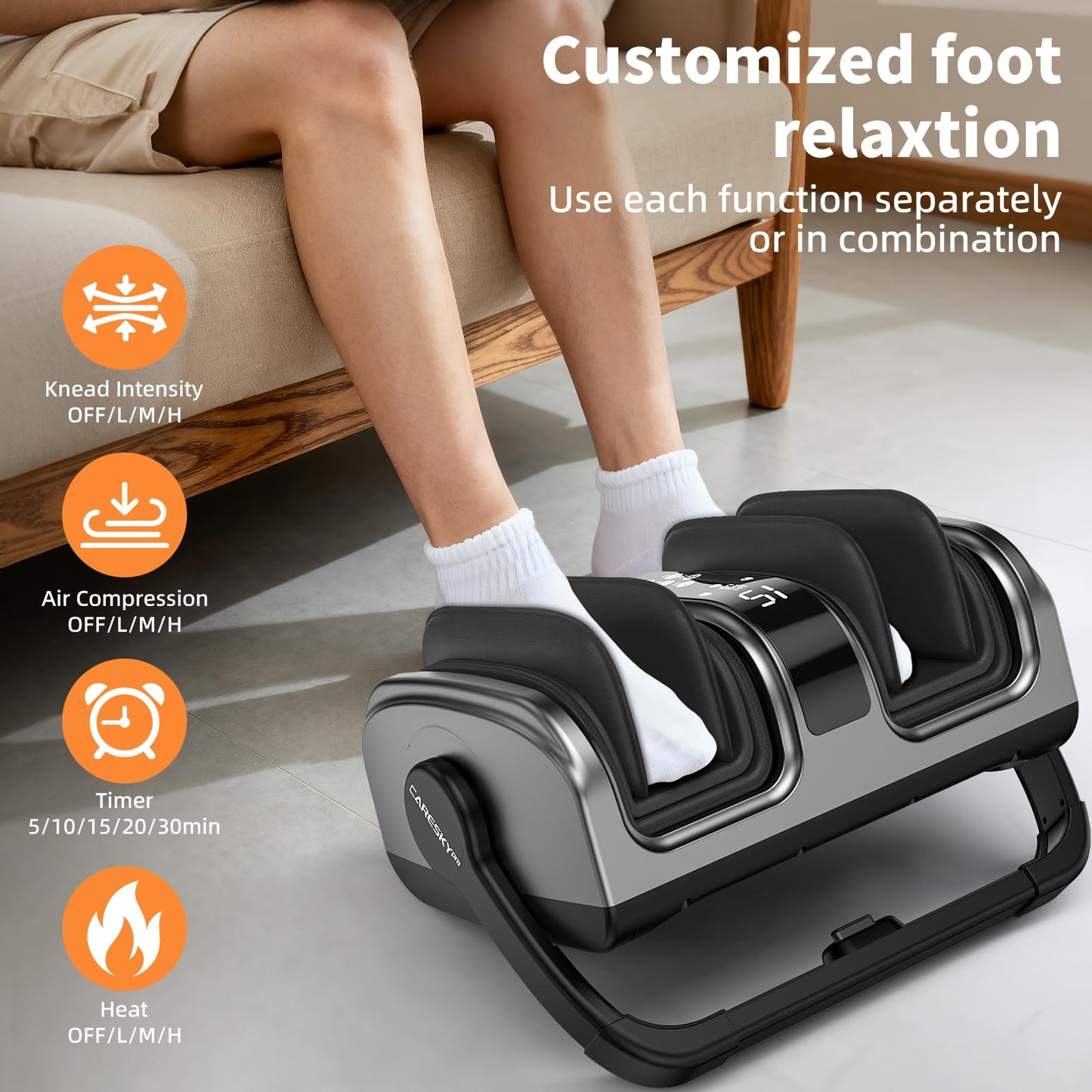 CARESKY Shiatsu Foot Massager with Heat, FSA Eligible HSA Foot Massager for Plantar Fasciitis, Neuropathy, Circulation and Pain Relief, Foot and Calf Massage at Home/Office