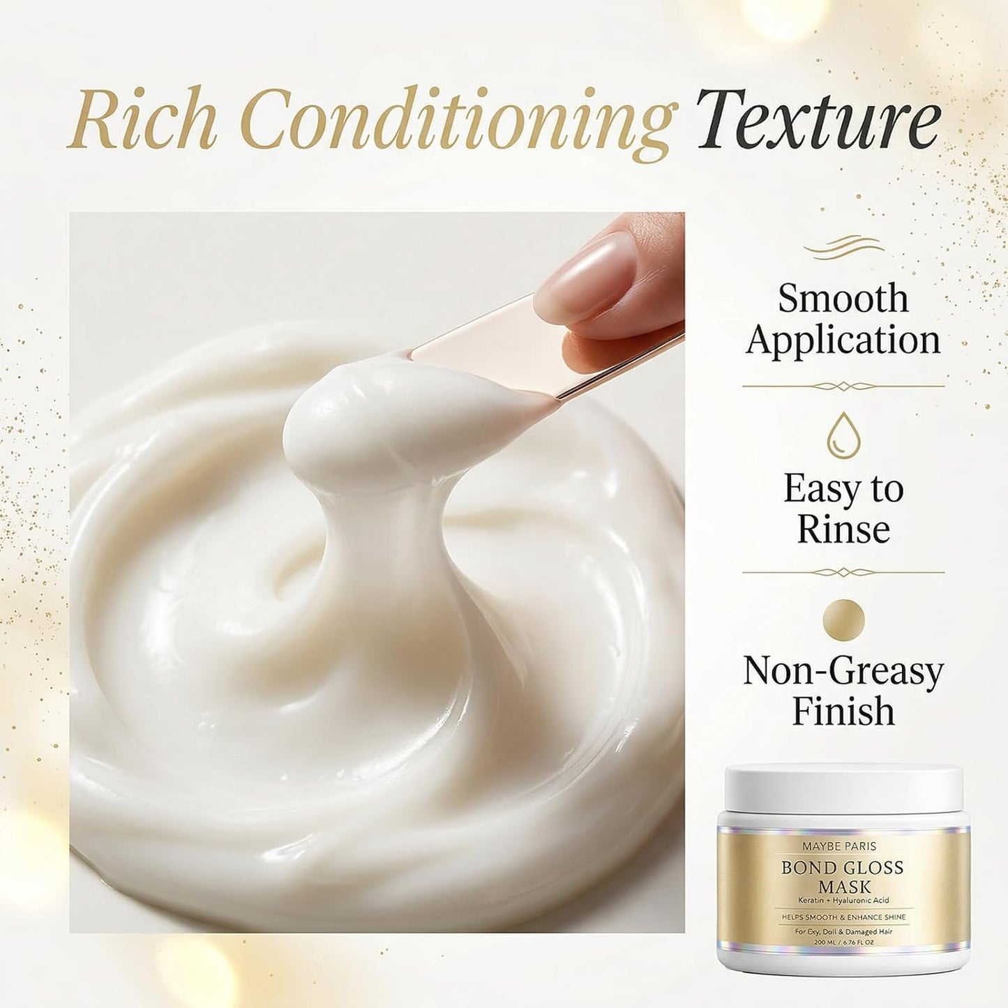 Bond Gloss Mask - Hydrolyzed Keratin & Hyaluronic Acid for Stronger, Smoother Hair | Sulfate-Free, 1 Pack