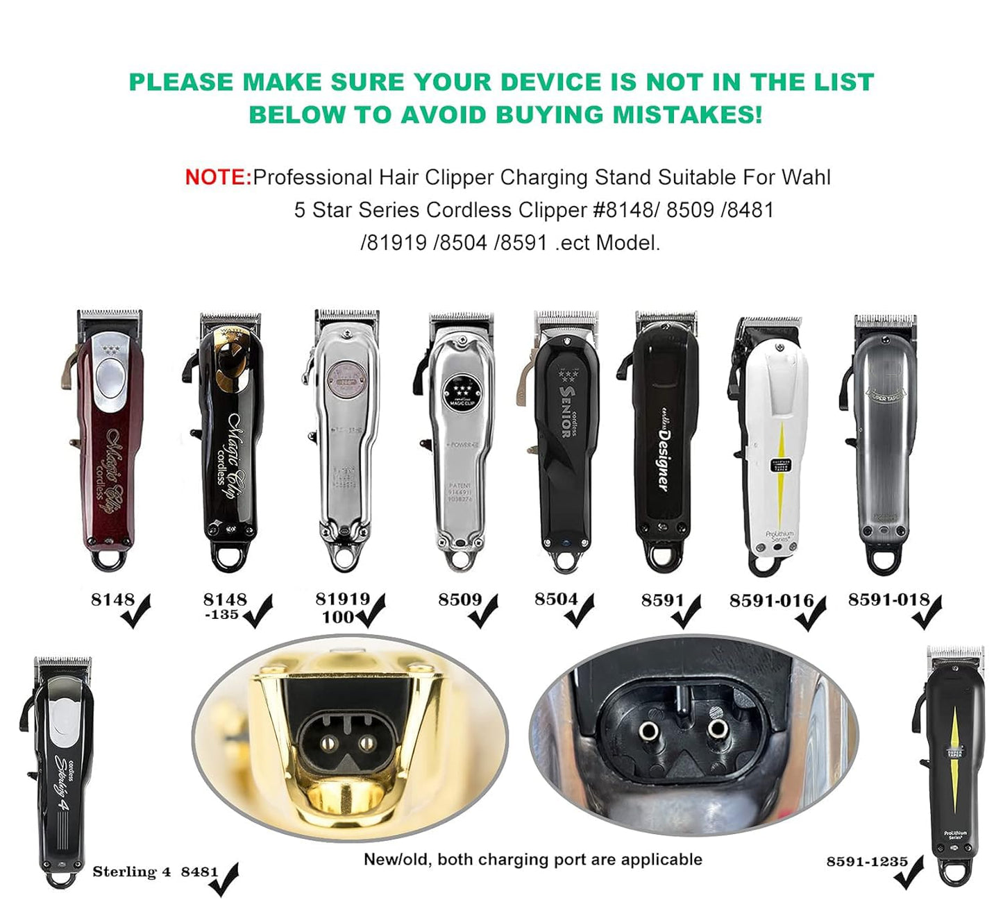 Anrom Hair Clipper Charging Stand, Clipper Charging Dock for Wahl Magic Clip Senior Cordless Hair Clipper #8591#8504#8148 New and Old Versions (Black)