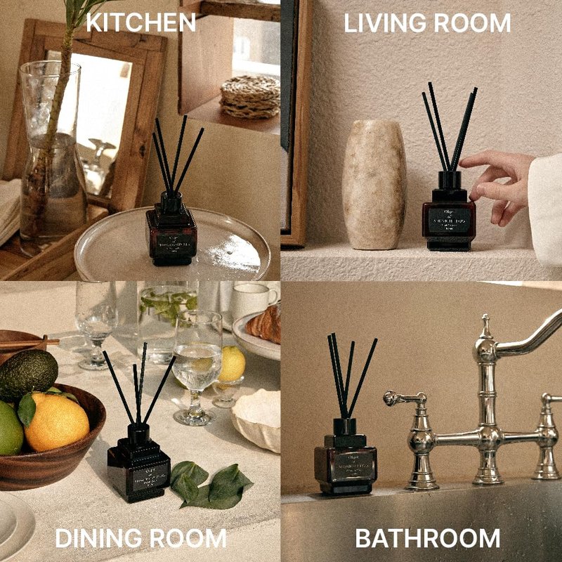 hetras Objet Diffuser Set (Soosunhwa Scent)–Decorative Aesthetic Home Fragrance | 2-Pack (6.7 fl.oz Each) with 8 Reed Sticks | Spring Floral Narcissus & Powdery Musk Aroma | Minimalist Decor & Gift