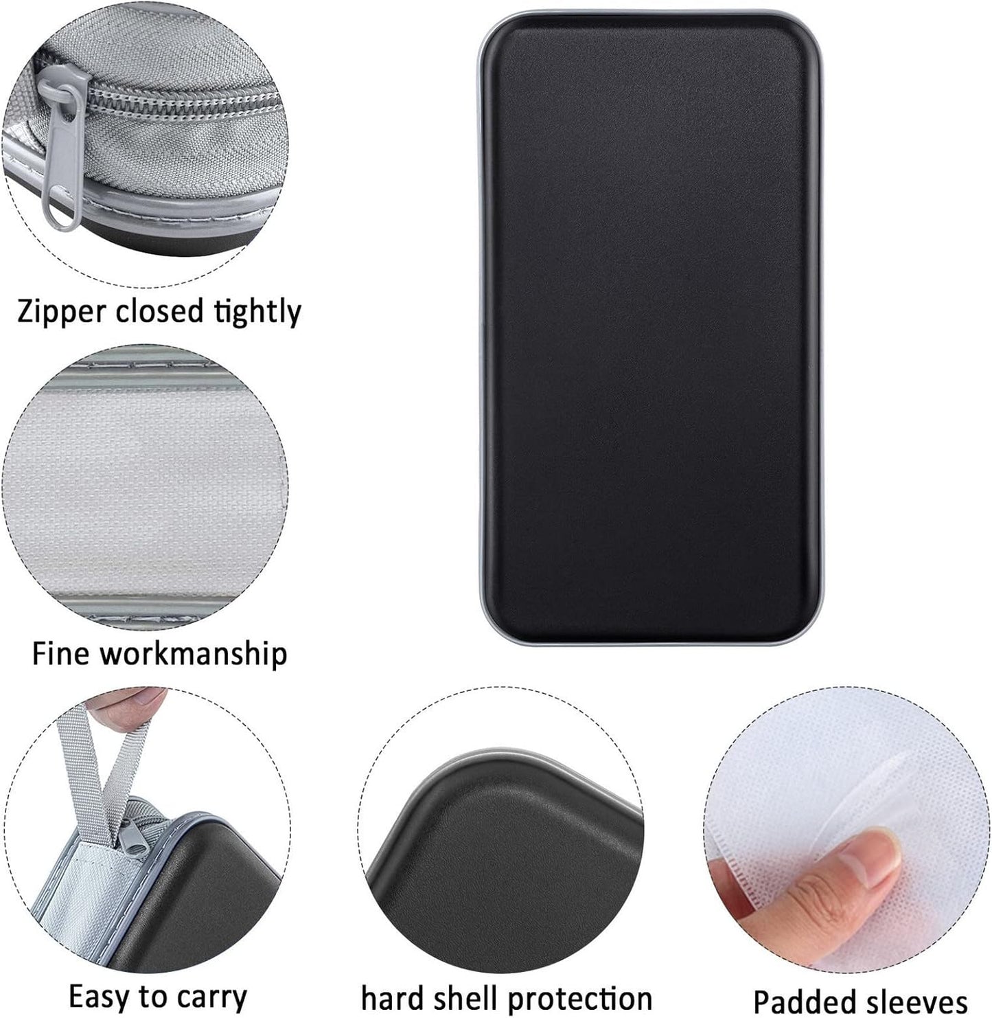CD/DVD Wallet Holder - 80 Capacity Hard Plastic Case for Travel | Portable Zipper Storage Bag (Black)