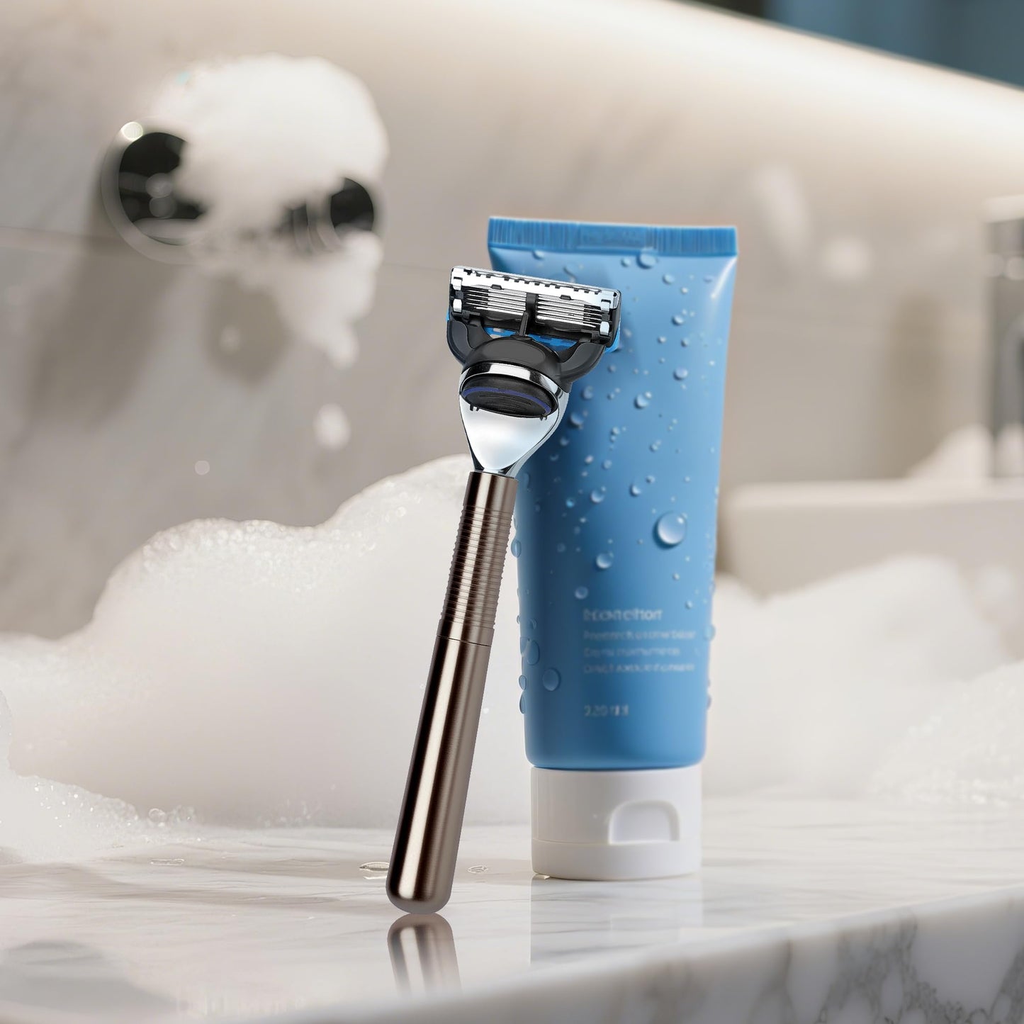 TOCCOOL Metal Razor Handle Replacement, Men's Shaving Razor Handle, Shaver Handle Compatible with Gillette Fusion 5 Power & Proglide Shield Blade Refill (Grey)