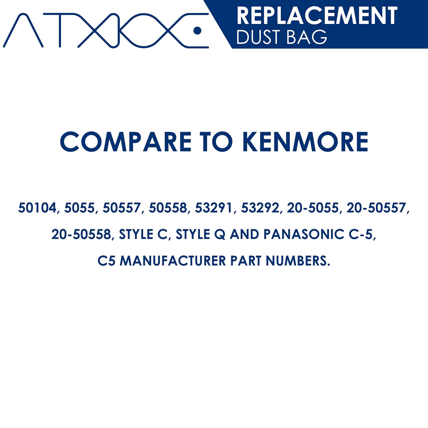 6 Pack Canister Vacuum Cleaner Dust Replacement Bags Fit for Kenmore Type Q/C 5055,50557,50558,200 400 600 700 800 series Bag