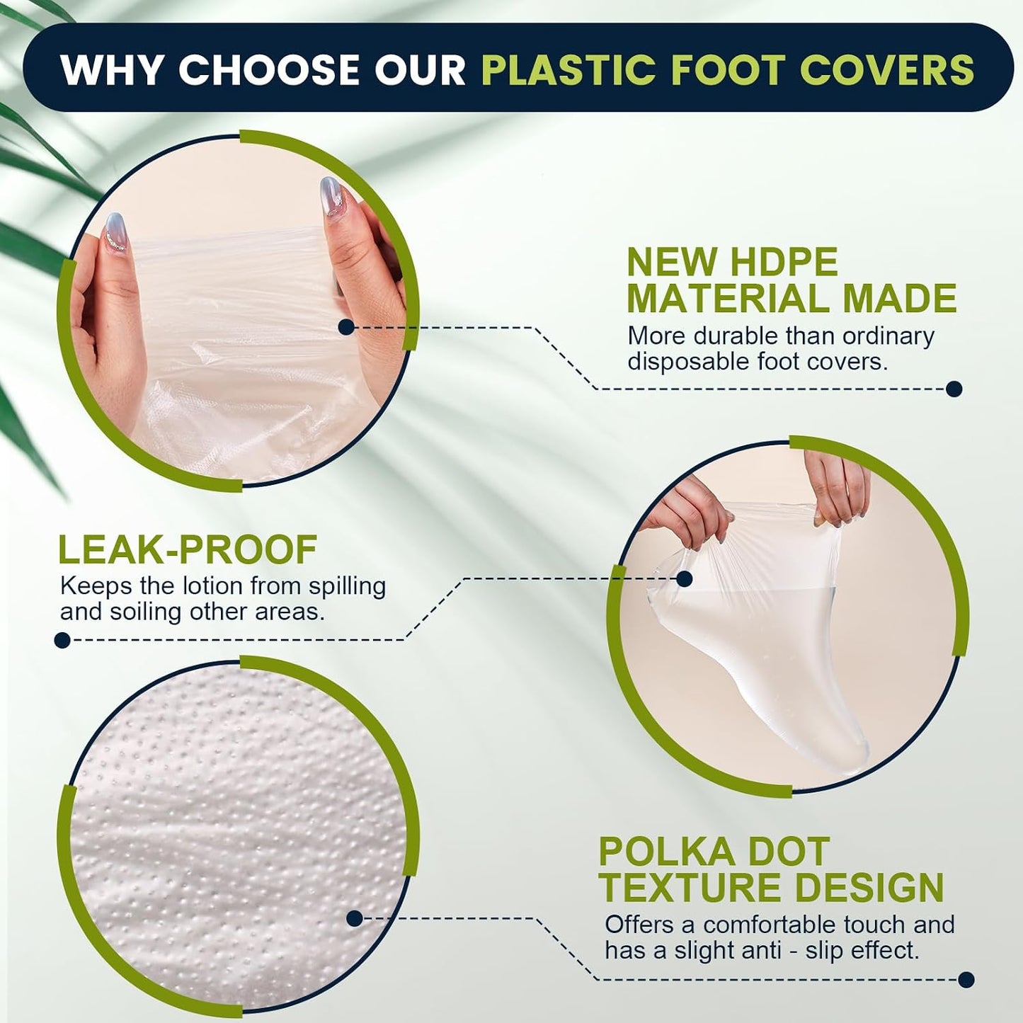 Plastic Foot Covers - 200PCS Leak-Proof Moisturizing Masks for Pedicure & Foot Care | Fits Up to USA Size 9