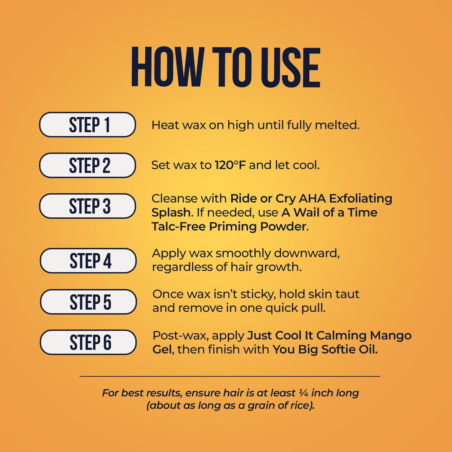 Crybaby Wax Full On Meltdown Mango Vegan Hard Wax Beads for Hair Removal, Stripless Face & Body Wax, Coarse Hair, 6.5 oz