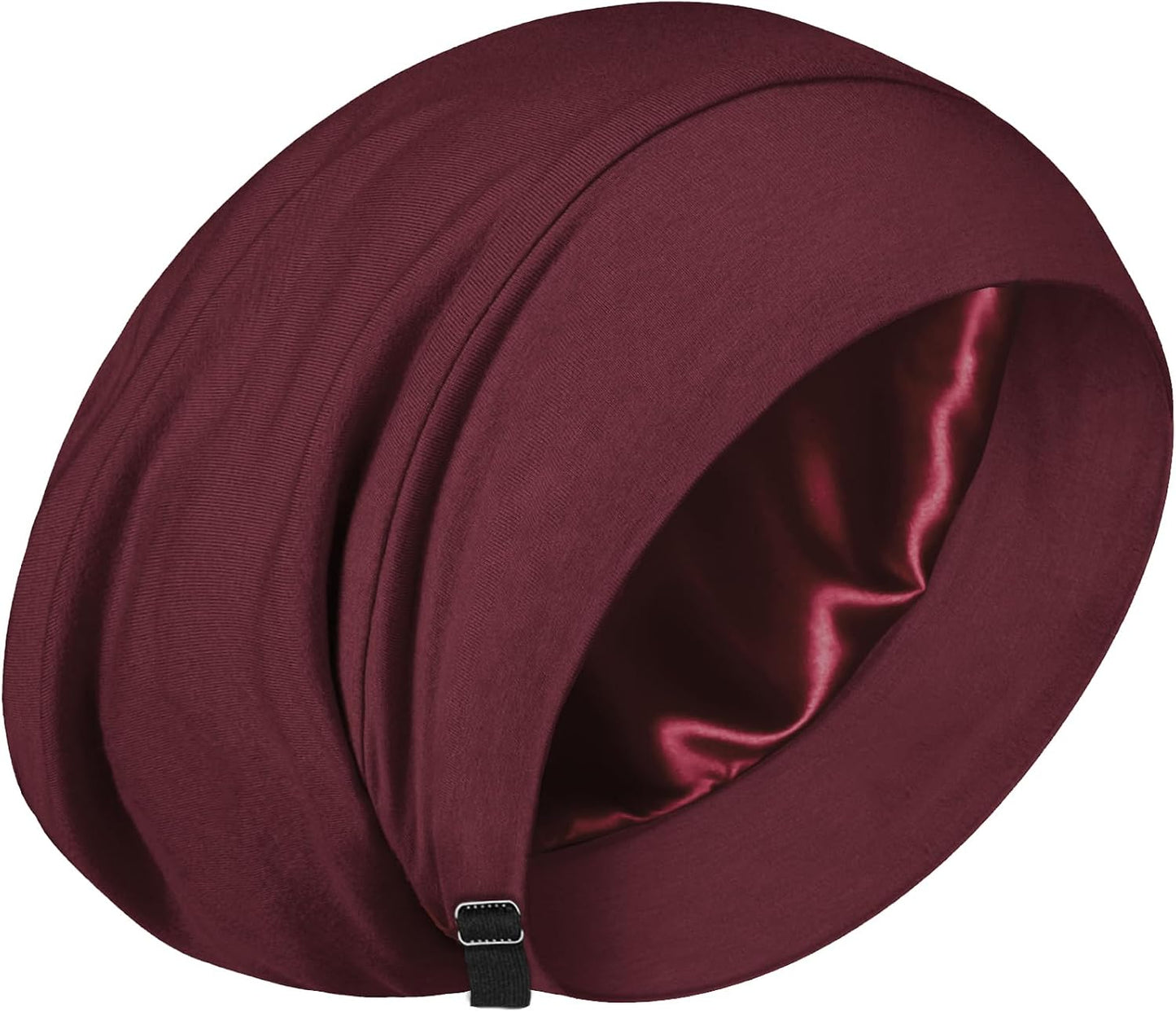 100% Mulberry Silk Bonnet for Sleeping | Real Silk Lined Cap for Curly Hair - Black