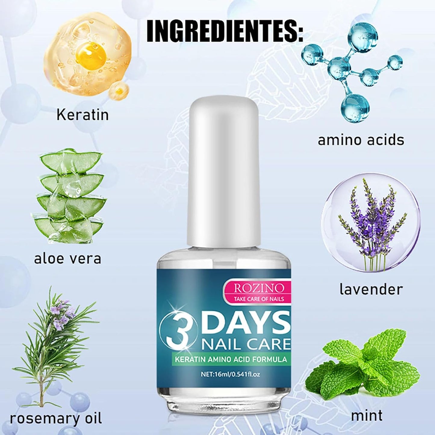 Nail Care Formula - Keratin Amino Acid & Aloe for Stronger, Hydrated Nails | 16ml/0.56oz