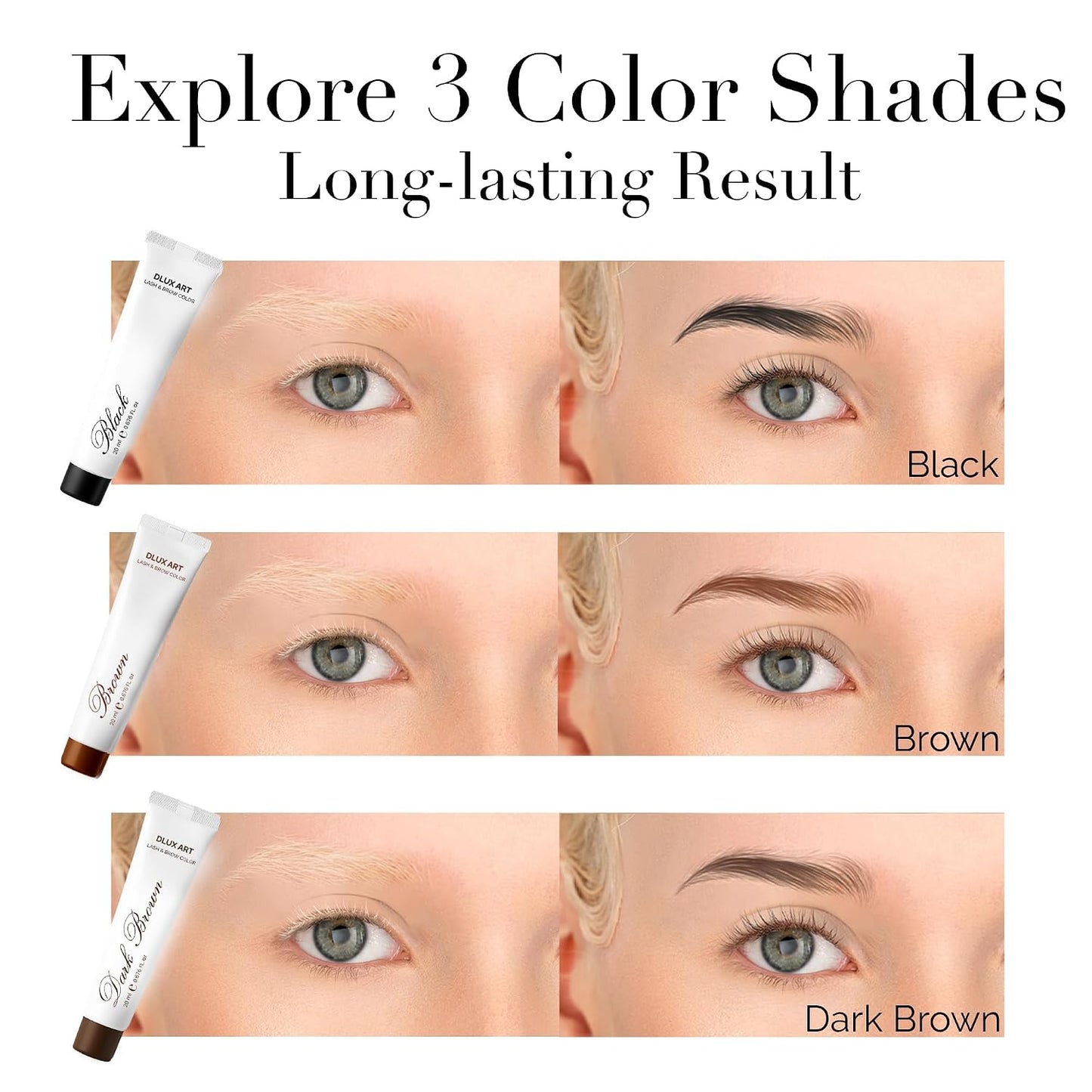 Korean Eyebrow Color Kit - Long-Lasting Black Brow Color for Natural-Looking Brows | Salon & Home Use