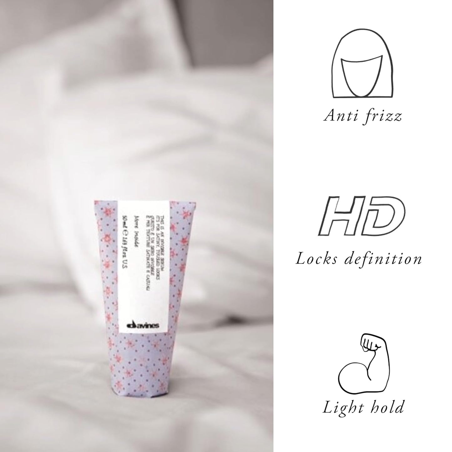 Davines Invisible Serum - Light Hold Anti-Frizz Treatment for Casual Styles | Travel Size 1.69 Fl Oz
