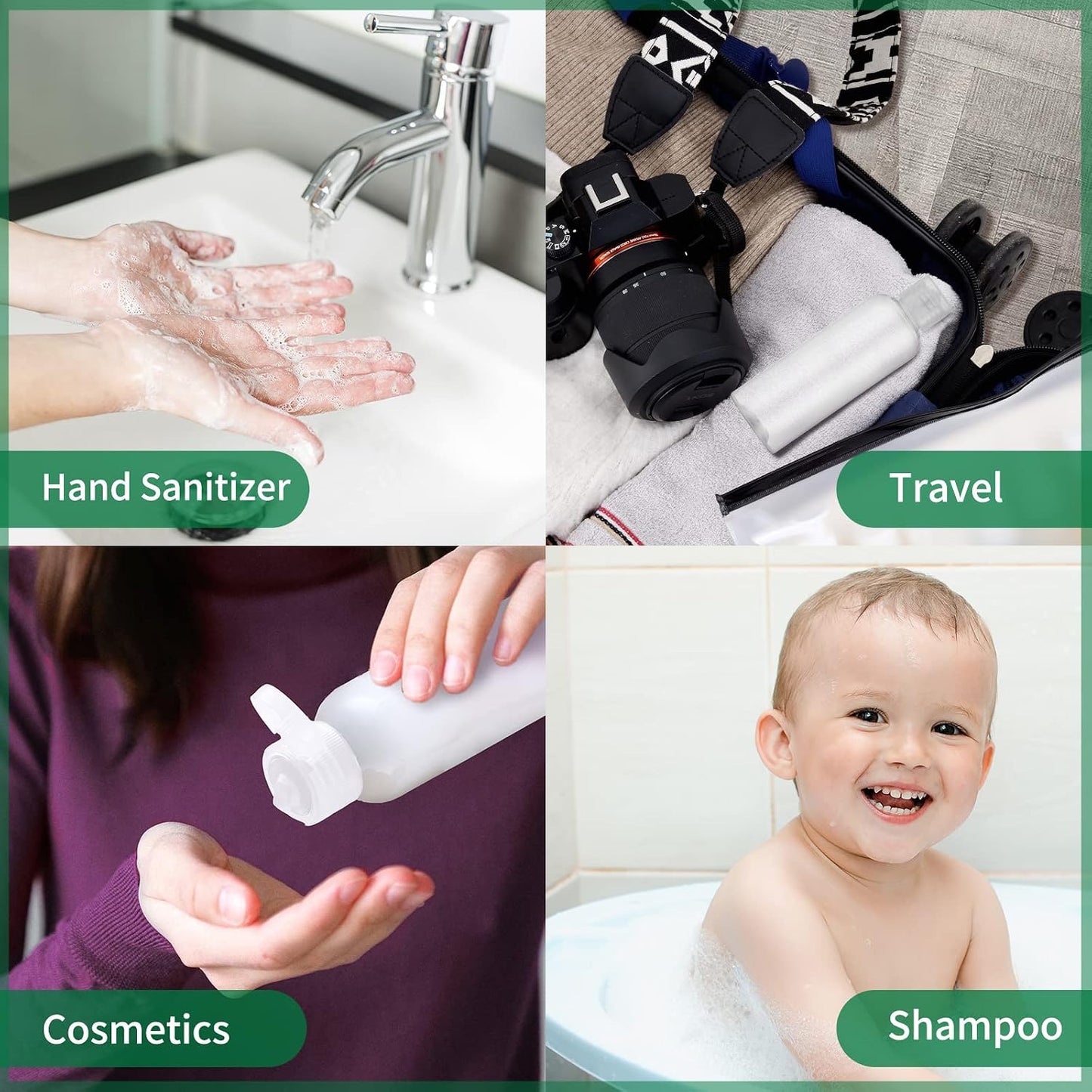 Travel Bottles for Toiletries - TSA Approved 3.4 oz Clear Squeeze Containers | Leak-Proof Mini Liquid Tubes for Shampoo & Lotion