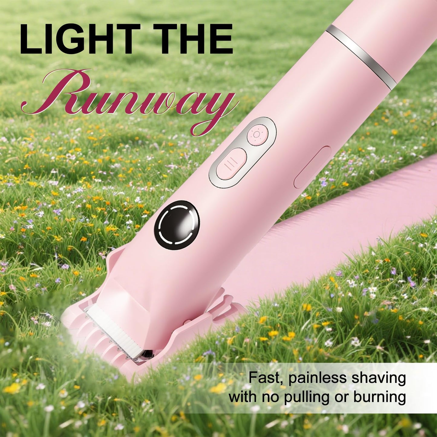 Bikini Trimmer for Women, 4 in 1 Wet/Dry Electric Razors for Women - Dual Head, Painless Rechargeable Portable Womens Razors for Shaving Set for Face, Nose, Eyebrows, Armpits, Bikini Area (Pink)