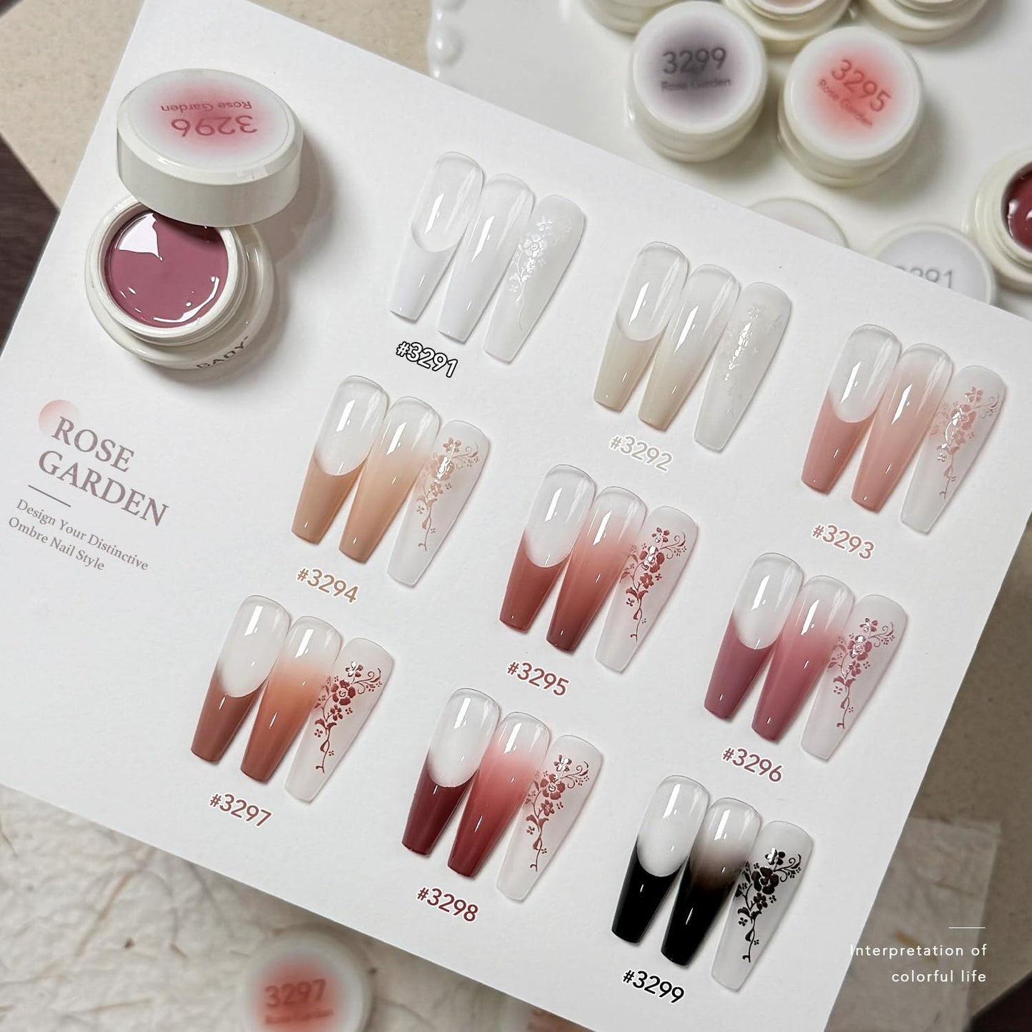 Ombre Gel Nail Polish Kit - 9 Vibrant UV LED Colors for Beginner-Friendly Gradient Nail Art | Rose Garden