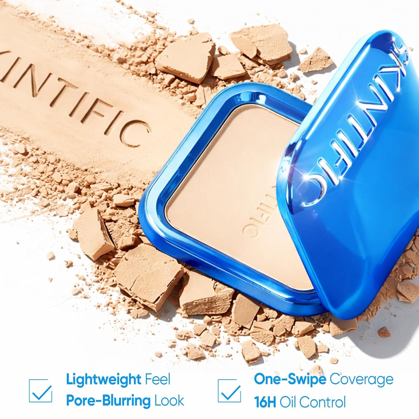 Skintific Ultra Cover Powder Foundation - Full Coverage Matte Finish, Lightweight & Long-Lasting | 02 Ivory