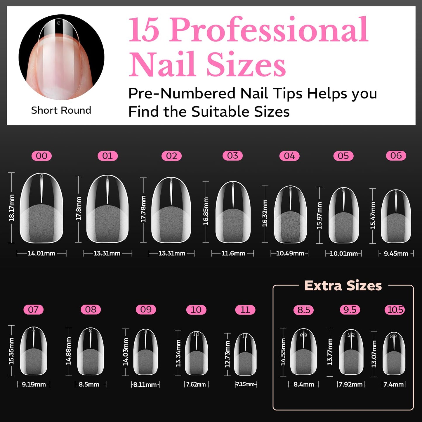 Extra Short Oval Round Nail Tips - 600pcs Soft Gel Acrylic Fake Nails | Half Matte Clear Press-On Extensions for DIY Manicure