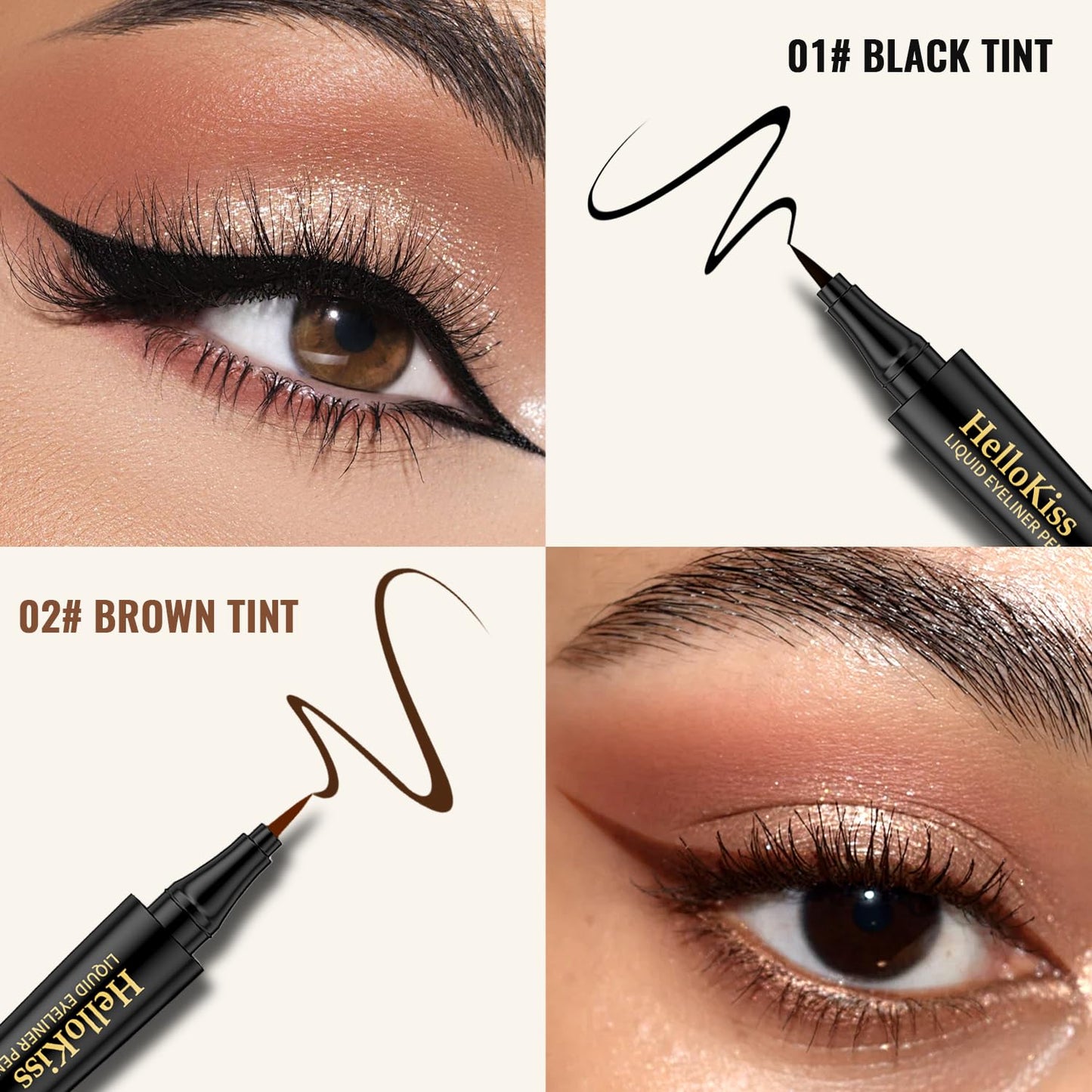 QIC Liquid Eyeliner,Waterproof Liquid Eye Liner, Long-Wearing,Smudge-Proof， Ultra-Smooth, Eyeliner Pen, Vegan Formula,Ultra-Fine Nib