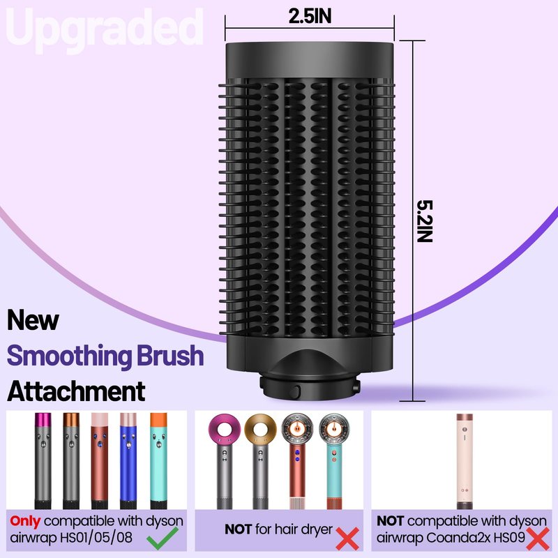 ZEPHBLOW Anti-Snag Loop Brush for Dyson Airwrap, Loop Detangling Smoothing Brush Compatible with Air wrap Attachments, Smooth Glide Anti-Tangle Comb for Thick, Curly Tangled Hair Frizz Control