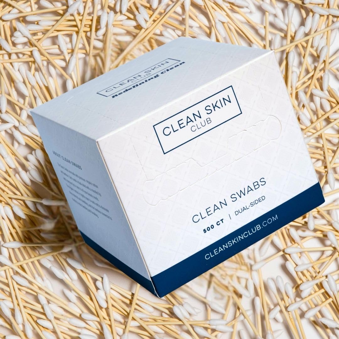 Clean Skin Club Clean Swabs - Biodegradable Organic Cotton & Bamboo | 500 Count for Makeup & Nail Polish Touch-ups