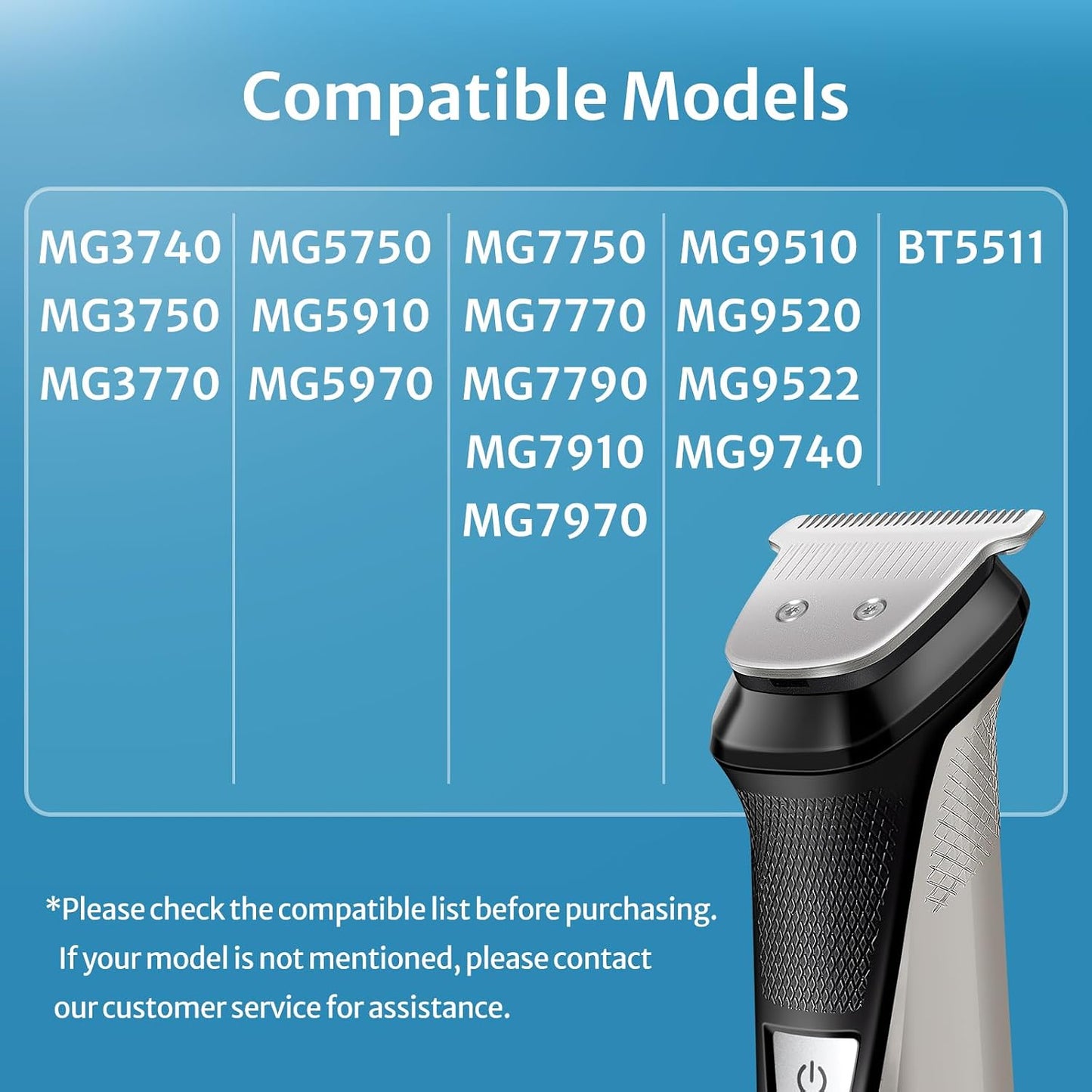 Multigroom Replacement Blade - 40mm Extra-Wide Hair Trimmer Compatible with MG3740, MG3750, MG3770 & More
