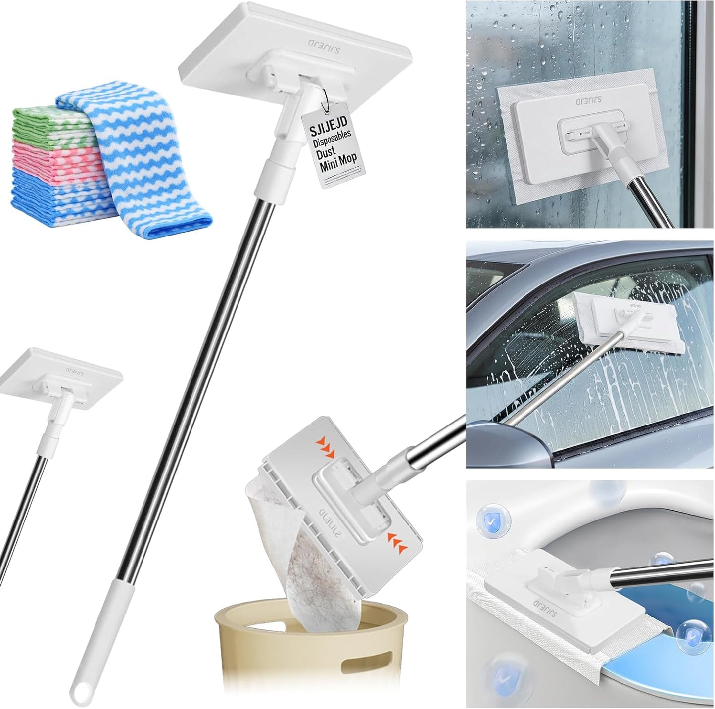 Hands-Free Flat Mop - Automatic Gripping & Self-Squeeze | Easy Cleaning Set with 5 Reusable Cloths