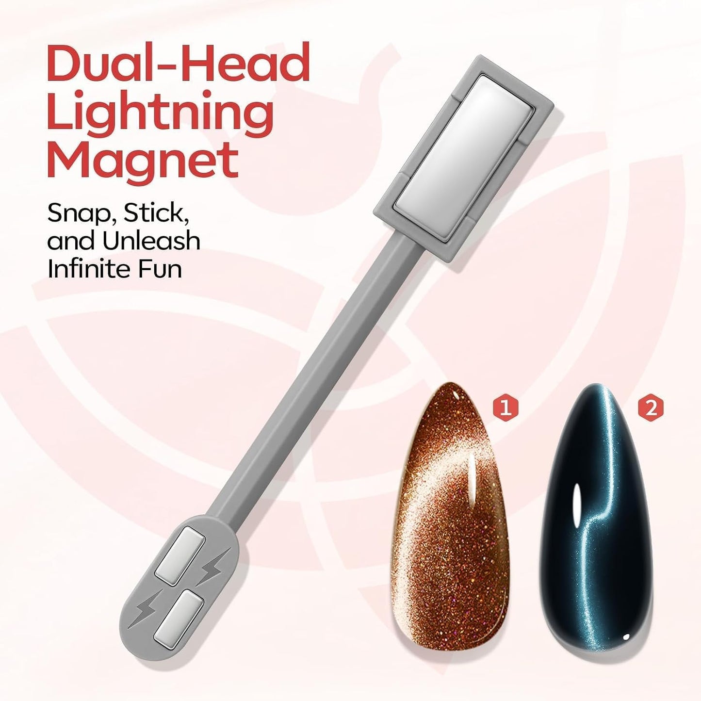 Cat Eye Magnet Set - 5PCS Dual-Head Nail Magnet Pen for Gel Polish | Heart, Lightning & Ball Shapes