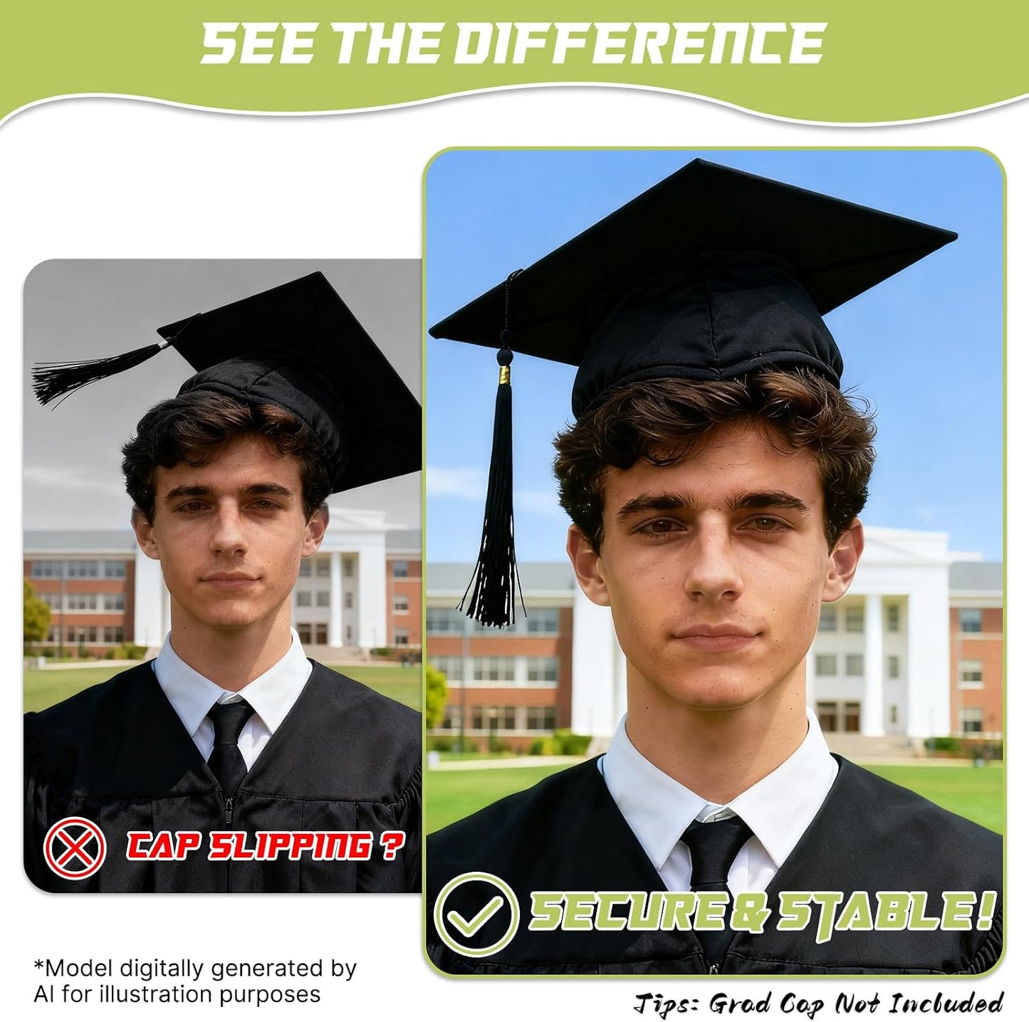 Graduation Cap Headband - Anti-Fall Hair Band for Secure Fit | Perfect for 2026 Graduates