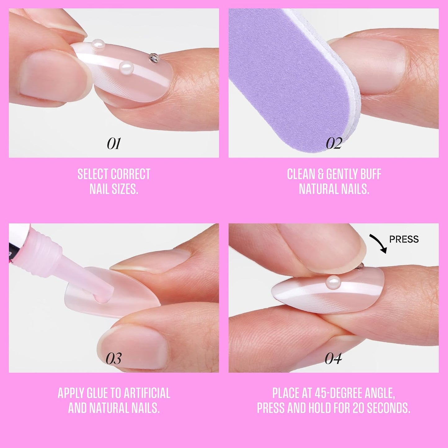 Press On Nails - Seraphic Blue Coffin Shape with Glue & Accessories | Long Size, 32 Nails Included