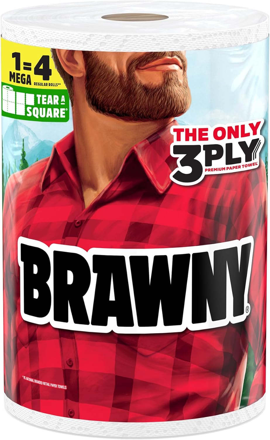 Brawny Paper Towels - 3-Ply Tear-A-Square, Strong & Absorbent | 12 XL Family Rolls (30 Regular Rolls)