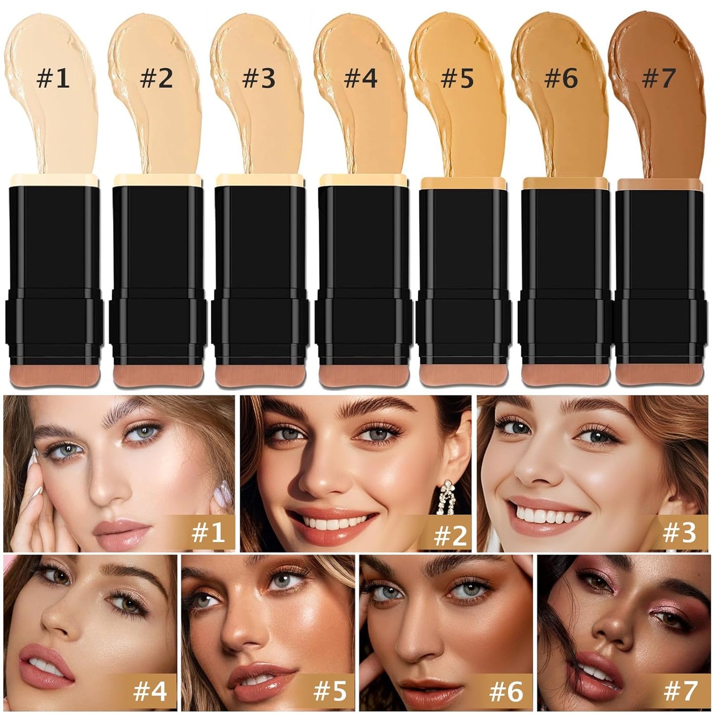 Foundation Stick - Dual-Ended 2-in-1 Longwear & Waterproof Makeup | Natural Full Coverage for Dark Circles & Blemishes - 2.09 oz