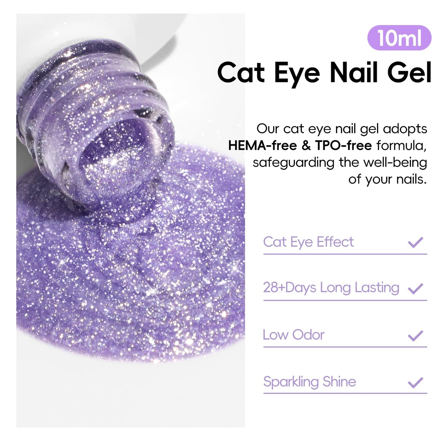 PEACECOLOR Cat Eye Gel Polish Set with Magnet, 6 Colors 10ML Nude White Milkly Sheer Colors Magnetic Nail Polish Salon DIY at Home