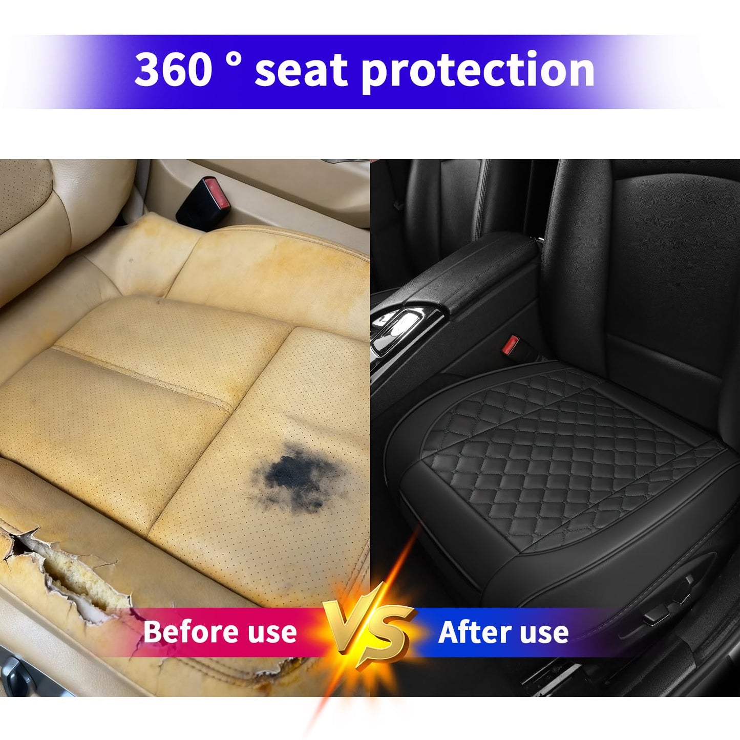 ZMOIVOK 2pcs Car Seat Covers for Upgrade Leather,Car Seat Protector Water Proof Material,No Slip Soft,Side Wrapping,Bottom Seat Covers Universal for Most Automotive,Vans,Trucks,Suvs (Black)