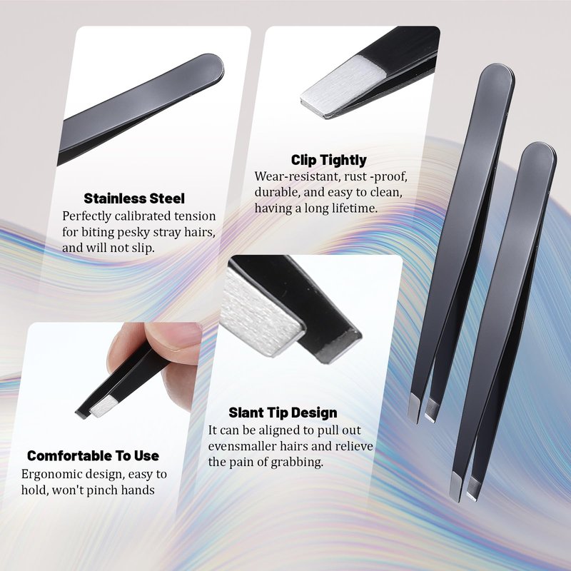 64 Pieces Eyebrow Tweezers Bulk for Women Men, Precision Stainless Steel Slanted Tweezers Mini Tweezer for Brow, Facial Hair & Ingrown Hair Removal, Plucking Blackhead