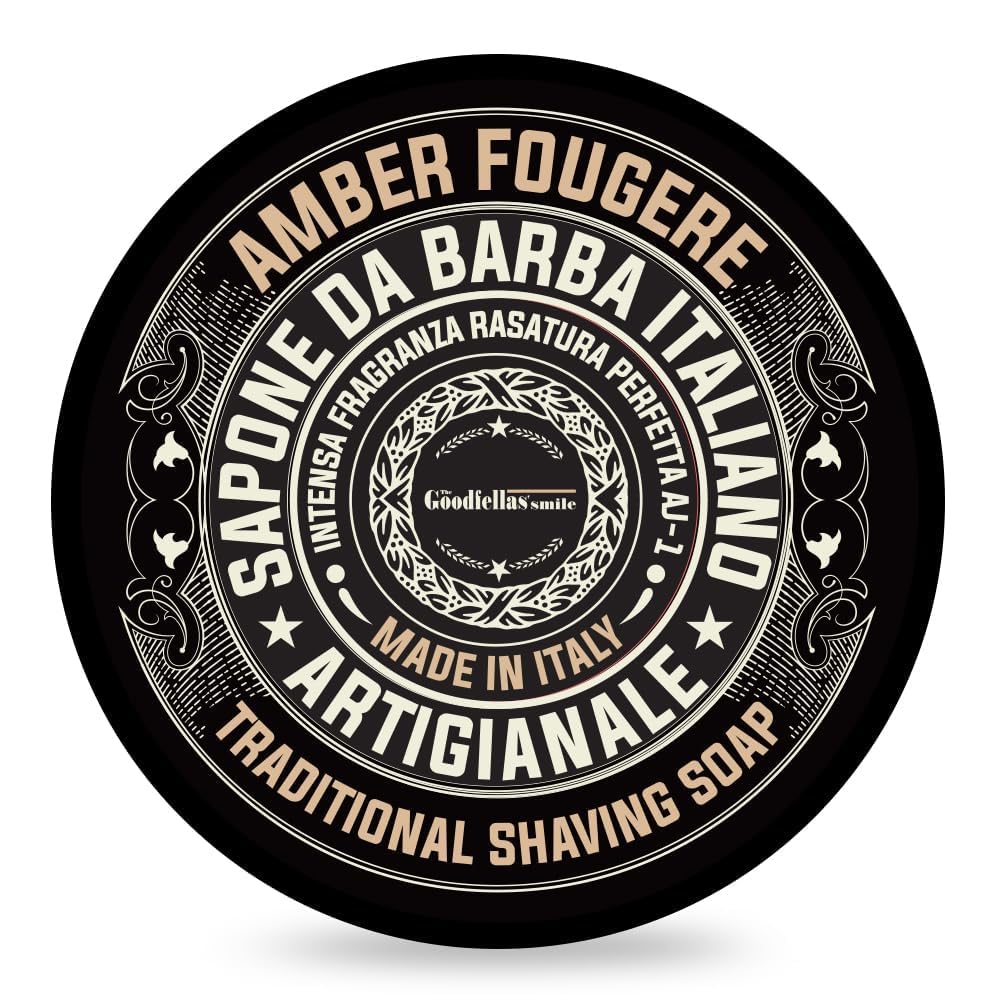 The Goodfellas’ Smile AMBER FOUGERE (Lavender & Sandalwood) Italian Shaving Soap – Classic Tallow Croap for Use with Shaving Brush, Razor & Traditional Wet Shave