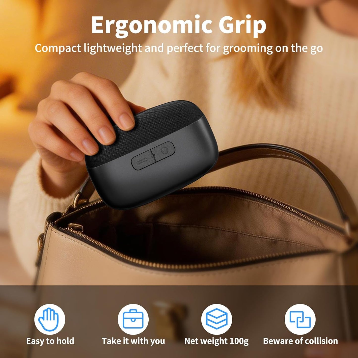 3-in-1 Electric Nail Clipper - Safe Auto Trimmer with LED & USB-C | Whisper-Quiet, Mess-Free Nail Care for Seniors & Kids (Black)